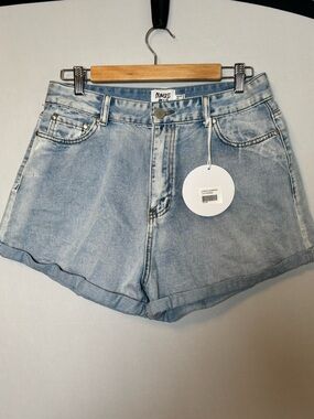 NWT Princess Polly Gun Barrel City High Waisted Denim Shorts Size 8 Pale Blue